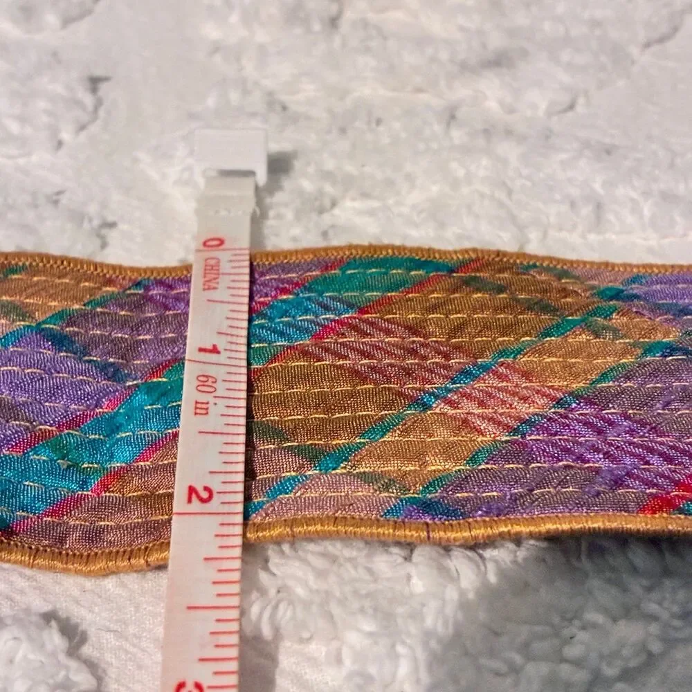 Multicolor Double Sided Fabric Waist Belt Adjustable Fit Purple Teal Gold Belt